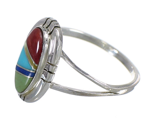 Southwestern Multicolor Genuine Sterling Silver Ring Size 4-3/4 WX75050